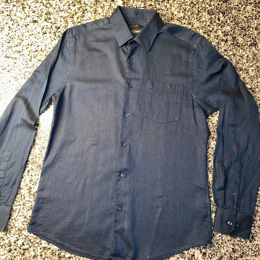 Blackberrys Men's Slim Fit Blue Dress Shirt  ~ Medium